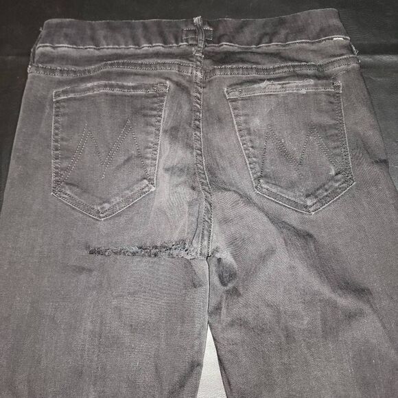 Mother Womens Black The Looker Ankle Fray Distressed Jeans 29 Butt Rip - Picture 4 of 8